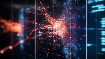 Poster - Displayed network of interconnected data points demonstrating technological advancements in digital visualization