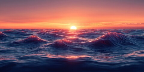 Poster - Ocean Sunrise Soft Pastel Colors Gentle Waves Water Horizon View