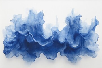 Poster - Blue Watercolor Explosion on White Canvas Abstract Expressionism Fluid Motion Energy Texture Background