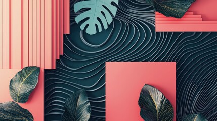 Poster - Vibrant Graphic Mockup Featuring Bold Contrasts and Textured Elements on a Dark Background