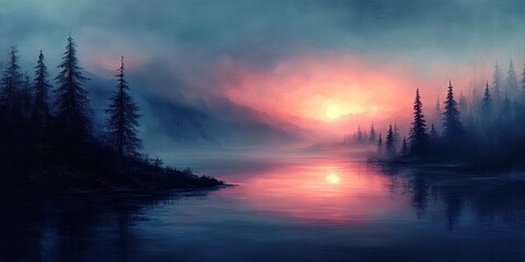 Aufkleber - Dreamy Abstract Landscape Soft Pastel Colors Ethereal Lighting Impressionist Blurred Edges Gradients