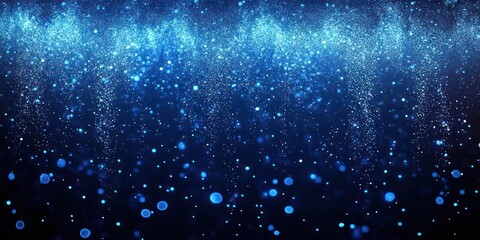Aufkleber - Shiny Blue Glitter Rain Sparkling in Dark Background Magical Celebration Wallpaper for Party Greeting Card Christmas Event