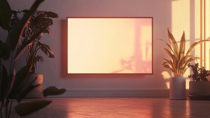 Poster - Elegant Mockup of Wall Frame with Soft Glow and Natural Background in Modern Interior Setting