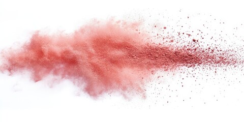 Poster - Colorful Powder Explosion on White Background Creating Chaotic Pattern with Vibrant Hues and Fine Particles Dispersed in Air