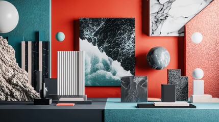 Poster - High Quality Digital Visual Mockup with Layered Textures and Bold Colors for Creative Projects
