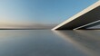 © nuchao - 3d render of abstract modern concrete architecture with empty cement floor, minimal exterior, car presentation background
