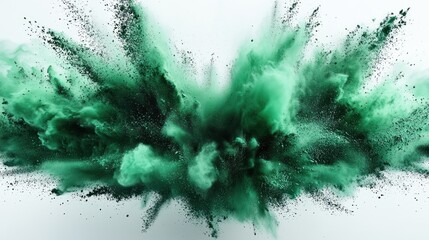 Aufkleber - Green Powder Explosion Abstract Art High Contrast Vibrant Background Soft Lighting Dynamic Movement