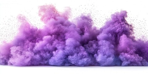 Poster - Vibrant Purple Explosion of Powdery Chaos on a White Background Creating an Artistic and Energetic Visual Experience for Creative Projects