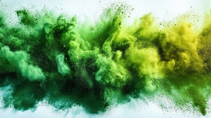 Poster - Green Powder Explosion Abstract Background Dynamic Motion Colorful Dust Splatter Art Design