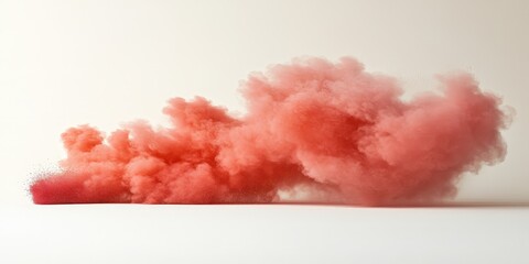 Poster - Explosive Red Powder Cloud Emanating Chaos on a Minimalist White Background Capturing Vibrant Energy and Dynamic Motion