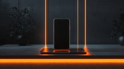 Poster - Sleek Interactive Branding Mockup with High-Quality Smartphone Display and Vibrant Lighting