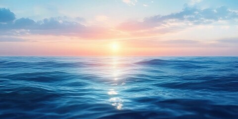 Poster - Sunrise Ocean View Soft Pastel Colors Impressionist Landscape