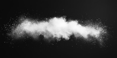 Poster - Dramatic White Explosion of Powder Against a Dark Background Creating a Chaotic and Artistic Visual Effect