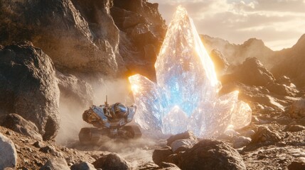 Robotic Vehicle Exploring Luminous Crystal Cave
