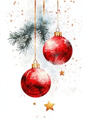 Wall Mural - christmas and happy new year. background vector. hand painted watercolor drawing for winter season. 
