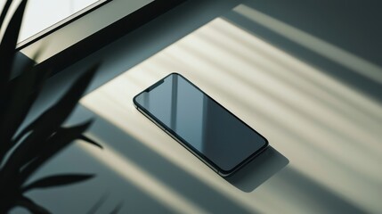 Poster - High Quality Mobile Phone Mockup with Sharp Reflections in a Minimalist Setting