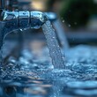 © aritha - Close-up of a water faucet pouring water into a pool, showcasing clarity and movement.