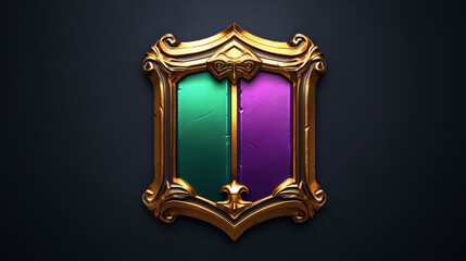 Aufkleber - medieval ui game button with gold frame sprite for animation. fantasy rpg title sign design on dark 
