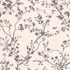 Poster - floral pattern design featuring branches and blossoms on a light background