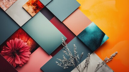 Poster - Modern Interactive Layout Mockup with Vibrant Finishes and Floral Elements