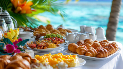 Morning Splendor: A Tropical Breakfast Retreat by the Ocean