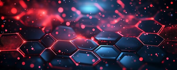 Futuristic hexagonal pattern with glowing red accents