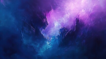 Poster - Abstract cosmic landscape featuring vivid swirling colors of purple, blue, and turquoise, evoking a sense of mystery and wonder within the universe's vastness.