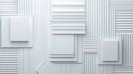 Poster - a white tunnel made of geometric shapes. white & grey abstract perspective background