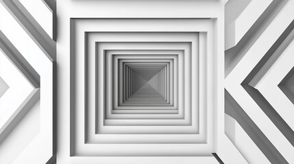 Poster - a white tunnel made of geometric shapes. white & grey abstract perspective background