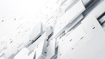 Poster - a white tunnel made of geometric shapes. white & grey abstract perspective background