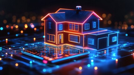 Poster - Futuristic holographic smart home interface showcasing advanced technology and design elements