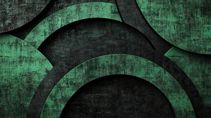 Poster - Abstract Green and Black Arcs Design Texture Background