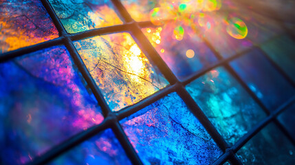 Wall Mural - abstract representation of colorful light patterns and reflections, showcasing vibrant colors and fl