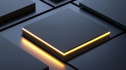 Poster - Minimalistic Digital Branding Mockup with Glowing Accents on Dark Background