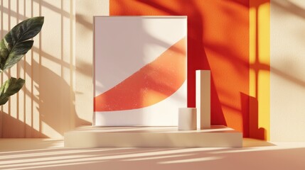 Poster - Minimalistic Digital Layout Mockup Showcasing Clean Design with Shadows and Color Contrast