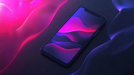 Poster - Minimalistic Graphic Mockup Showcasing Creative Waves on a Clean Background