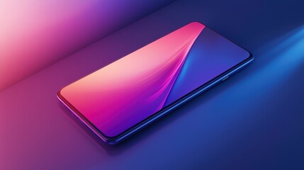 Poster - Elegant Minimalistic Graphic Prototype Mockup of a Smartphone in Vibrant Colors
