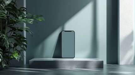 Poster - Modern Minimalistic Mockup Displaying Interactive Smartphone on Stylish Background