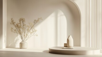 Poster - Minimalistic Modern Interior Design Featuring Light Shadows and Simple Decor Elements