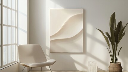 Poster - Minimalistic Modern Mockup Showcase of Clean Design in Bright Interior Environment