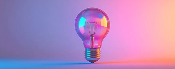 Aufkleber - Colorful glass light bulb with pink and blue glow