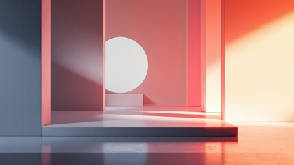 Poster - Minimalistic Modern Visual Mockup Showcasing Sharp Shapes and Soft Lighting in a Stylish Space