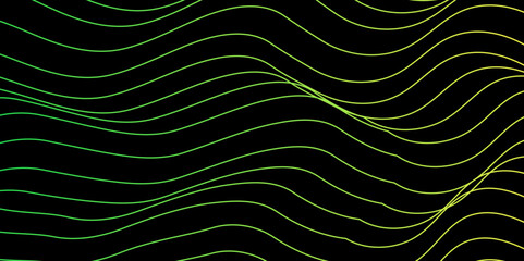 Leinwandbilder - Abstract wavy line background with geometric composition. Technology Wallpaper. Modern Banner. Element for design isolated on black. Black and colorful gradient. Brochure, booklet. Love, night, dark
