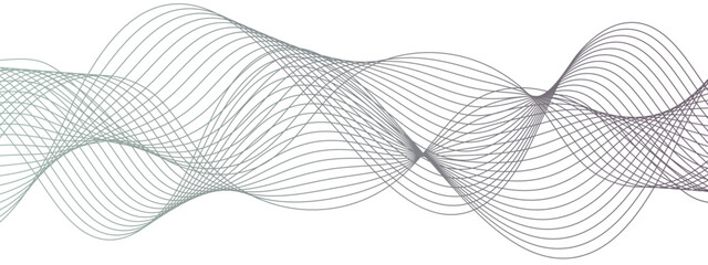 Fototapete - Abstract vector background with flowing waves. Geometric line panorama vector design. Background pattern seamless luxury black wave. Frequency sound wave lines and twisted curve lines