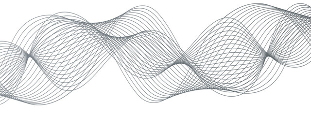 Poster - Abstract vector background with flowing waves. Geometric line panorama vector design. Background pattern seamless luxury black wave. Frequency sound wave lines and twisted curve lines