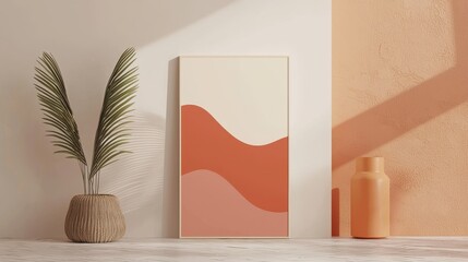 Poster - Minimalistic Interior Design with Abstract Art and Natural Elements for a Modern Portfolio