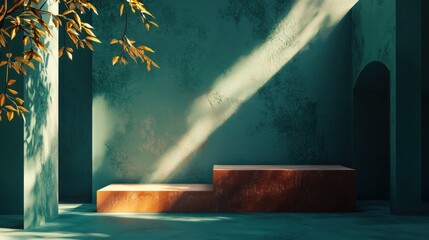 Poster - Minimalistic Interior Mockup Featuring Clean Lines and Natural Elements in Soft Lighting