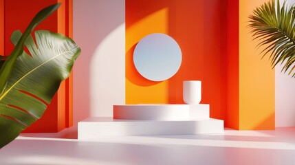 Poster - Minimalistic Product Presentation Mockup with Geometric Elements and Vibrant Colors