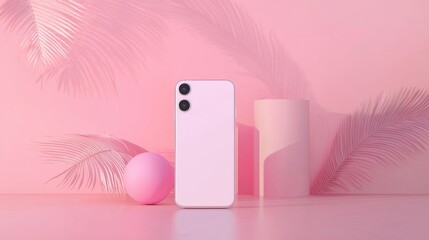 Poster - Minimalistic Product Mockup with Vibrant Colors and Soft Shadows on Pink Background