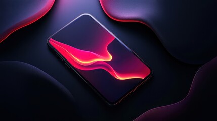 Poster - Minimalistic Dynamic Mockup of a Realistic Smartphone on Abstract Fluid Background